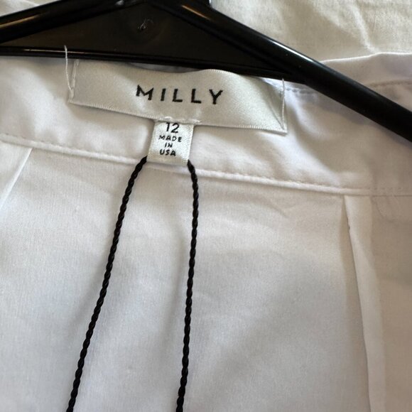 Milly Stretch Poplin Peplum Top in White - Picture 3 of 10